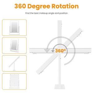Vanity Mirror with Light 3 Lighting Colors Dimmable Brightness Smart Touch Control 10X Magnifying Mirror 360°Rotation LED Lighted Makeup Mirror for Desk Bedroom Dressing Room GPCT5181 - Image 6