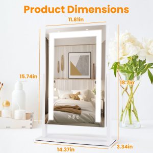 Vanity Mirror with Light 3 Lighting Colors Dimmable Brightness Smart Touch Control 10X Magnifying Mirror 360°Rotation LED Lighted Makeup Mirror for Desk Bedroom Dressing Room GPCT5181 - Image 8