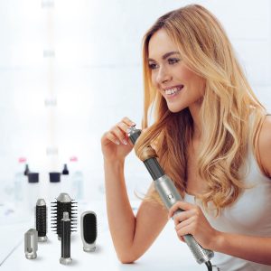 6 In 1 Hot Air Styler Volumizer Straightener Curler Dryer Automatic Wrap Styler Hair Dryer Brush Set with 3 Temp Settings ALCI Plug Glove Cable Zip Tie - Image 14
