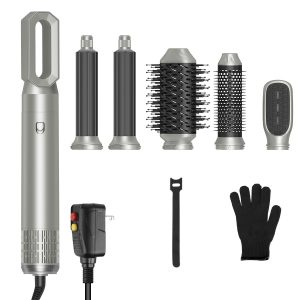 6 In 1 Hot Air Styler Volumizer Straightener Curler Dryer Automatic Wrap Styler Hair Dryer Brush Set with 3 Temp Settings ALCI Plug Glove Cable Zip Tie - Image 16