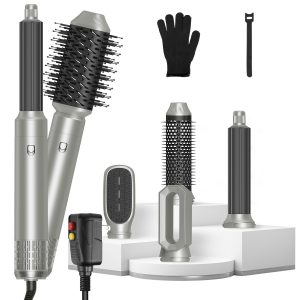 6 In 1 Hot Air Styler Volumizer Straightener Curler Dryer Automatic Wrap Styler Hair Dryer Brush Set with 3 Temp Settings ALCI Plug Glove Cable Zip Tie - Image 17