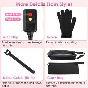 6 In 1 Hot Air Styler Volumizer Straightener Curler Dryer Automatic Wrap Styler Hair Dryer Brush Set with 3 Temp Settings ALCI Plug Glove Cable Zip Tie - Image 9