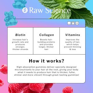 Biotin Collagen Gummies Hair Skin and Nails Vitamins for Women Men Hair Growth Vitamins: B1 B2 B3 B5 B7 B9 B12 Collagen Keratin Vitamin A D 60 Gummy Bears - Image 3