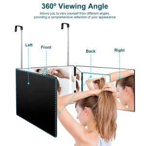 3 Way Mirror with LED Telescopic Hanger Tri-fold Mirror Personal Makeup Mirror with Micro USB Cable for Self Shaving Hair Cutting Dyeing Curling Braiding - Image 9