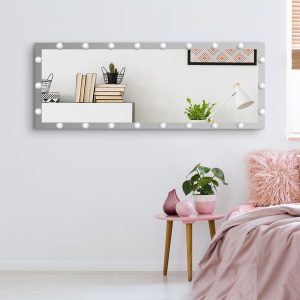 Hollywood Full Length Mirror with Lights Full Body Vanity Mirror with 3 Color Modes Lighted Standing Floor Mirror for Dressing Room Bedroom Wall Mounted Touch Control Silver 63"x24" - Image 14