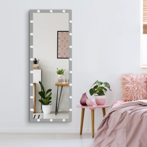 Hollywood Full Length Mirror with Lights Full Body Vanity Mirror with 3 Color Modes Lighted Standing Floor Mirror for Dressing Room Bedroom Wall Mounted Touch Control Silver 63"x24" - Image 15