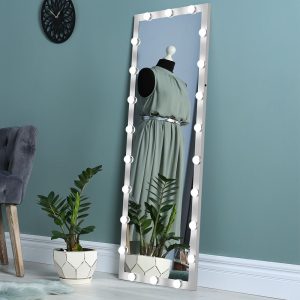 Hollywood Full Length Mirror with Lights Full Body Vanity Mirror with 3 Color Modes Lighted Standing Floor Mirror for Dressing Room Bedroom Wall Mounted Touch Control Silver 63"x24" - Image 7