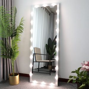 Hollywood Full Length Mirror with Lights Full Body Vanity Mirror with 3 Color Modes Lighted Standing Floor Mirror for Dressing Room Bedroom Wall Mounted Touch Control Silver 63"x24" - Image 9
