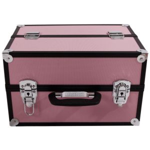 SM-2083 Aluminum Alloy Makeup Train Case Jewelry Box Organizer Pink--YS - Image 4