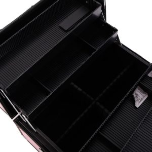 SM-2083 Aluminum Alloy Makeup Train Case Jewelry Box Organizer Pink--YS - Image 6