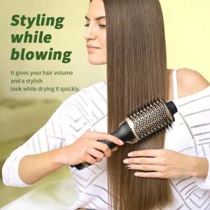 One Step Hair Dryer and Volumiser 1000W Blow Dryer Brush Hot Air Styling Brush Professional Hair Straightener Curler Travel Friendly Heated Hairbrush with Free Gift - Image 5