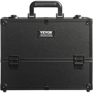 VEVOR Makeup Train Case 14.6 inch Large Portable Cosmetic Case, 6 Tier Trays Professional Makeup Storage Organizer Box Make Up Carrier with Handle And Strap Travel Case for Women and Girls - Black - Image 9