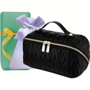 Makeup Bag, Gifts for Women, Travel Makeup Bag, Travel Toiletry Bag, Lay Flat Makeup Bag, Large Makeup Organizer Upgrade Waterproof Portable Cosmetic Bag with Divider and Handle - Image 5