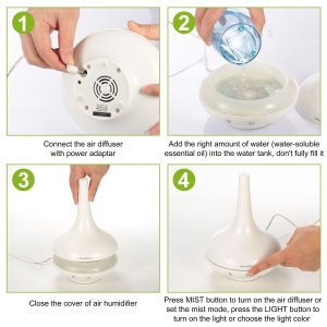 Ultrasonic Cool Mist Humidifier 200ml Aroma Essential Oil Diffuser with Colorful Lights Waterless Auto Off for Office Home Yoga Spa - Image 6