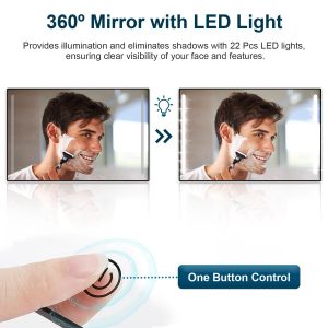 3 Way Mirror with LED Telescopic Hanger Tri-fold Mirror Personal Makeup Mirror with Micro USB Cable for Self Shaving Hair Cutting Dyeing Curling Braiding - Image 3