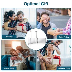 3 Way Mirror with LED Telescopic Hanger Tri-fold Mirror Personal Makeup Mirror with Micro USB Cable for Self Shaving Hair Cutting Dyeing Curling Braiding - Image 4