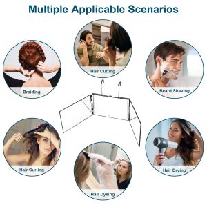 3 Way Mirror with LED Telescopic Hanger Tri-fold Mirror Personal Makeup Mirror with Micro USB Cable for Self Shaving Hair Cutting Dyeing Curling Braiding - Image 5