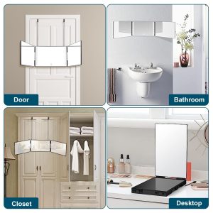 3 Way Mirror with LED Telescopic Hanger Tri-fold Mirror Personal Makeup Mirror with Micro USB Cable for Self Shaving Hair Cutting Dyeing Curling Braiding - Image 8