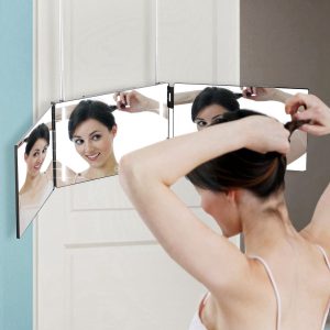 3 Way Mirror with LED Telescopic Hanger Tri-fold Mirror Personal Makeup Mirror with Micro USB Cable for Self Shaving Hair Cutting Dyeing Curling Braiding - Image 9